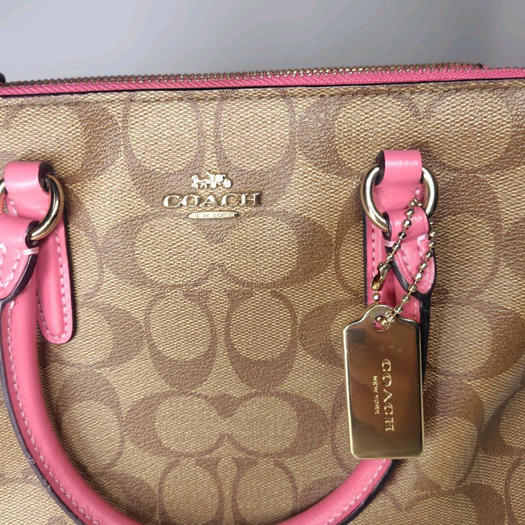 COACH　ハンドバッグ 2WAY　PVC　レザー トート　ピンク