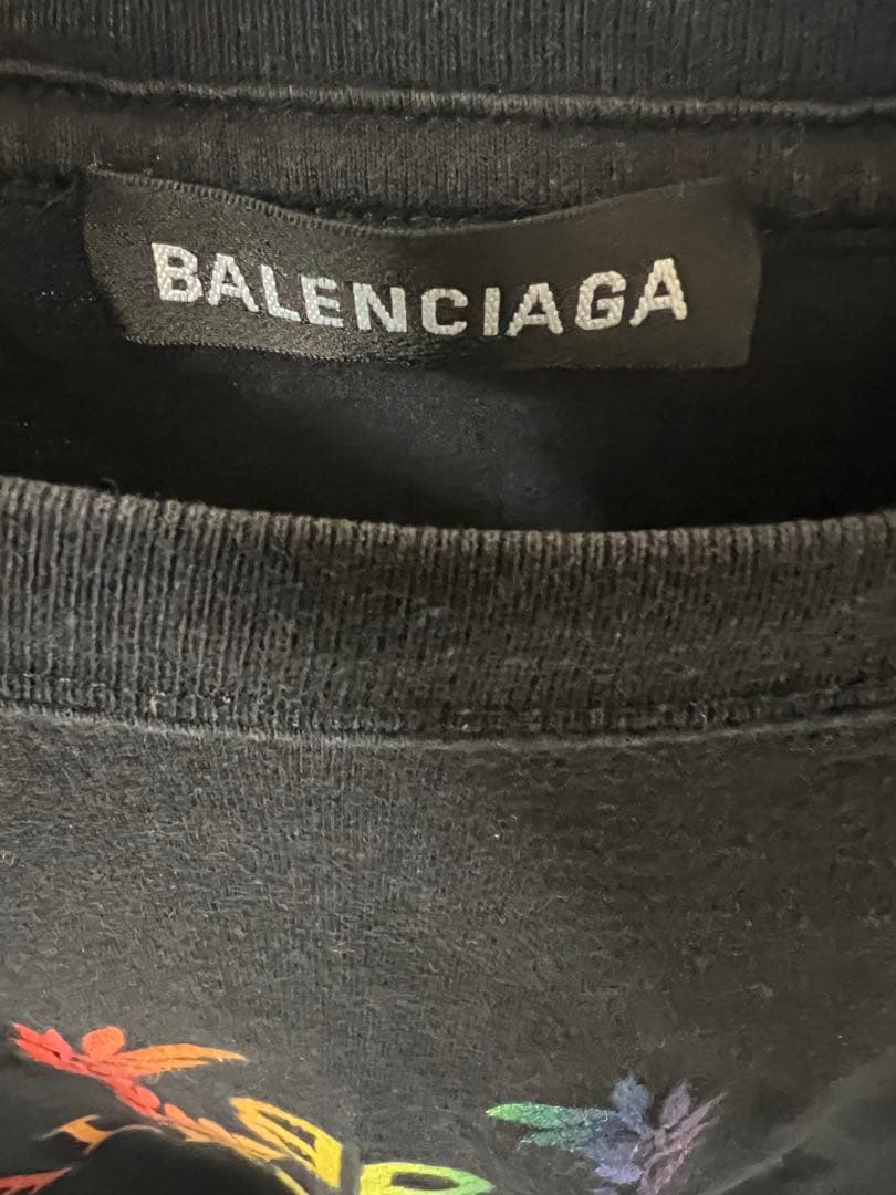 BALENCIAGA バレンシアガ　BBレインボーロゴ刺繍半袖Tシャツ　S