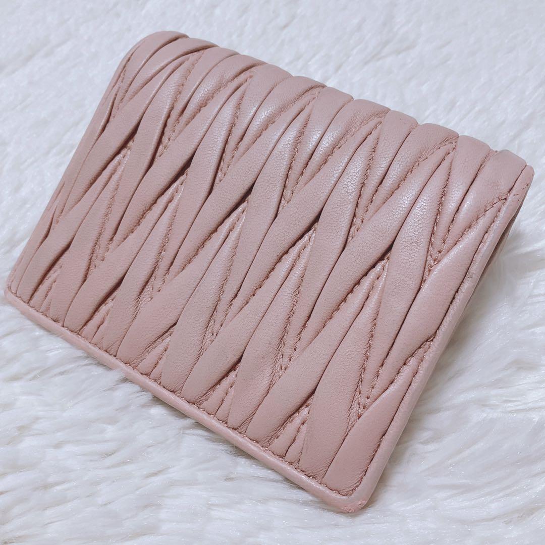 ♡美品♡ミュウミュウ マテラッセ 二つ折り財布 コンパクト ピンク レザー ミニ
