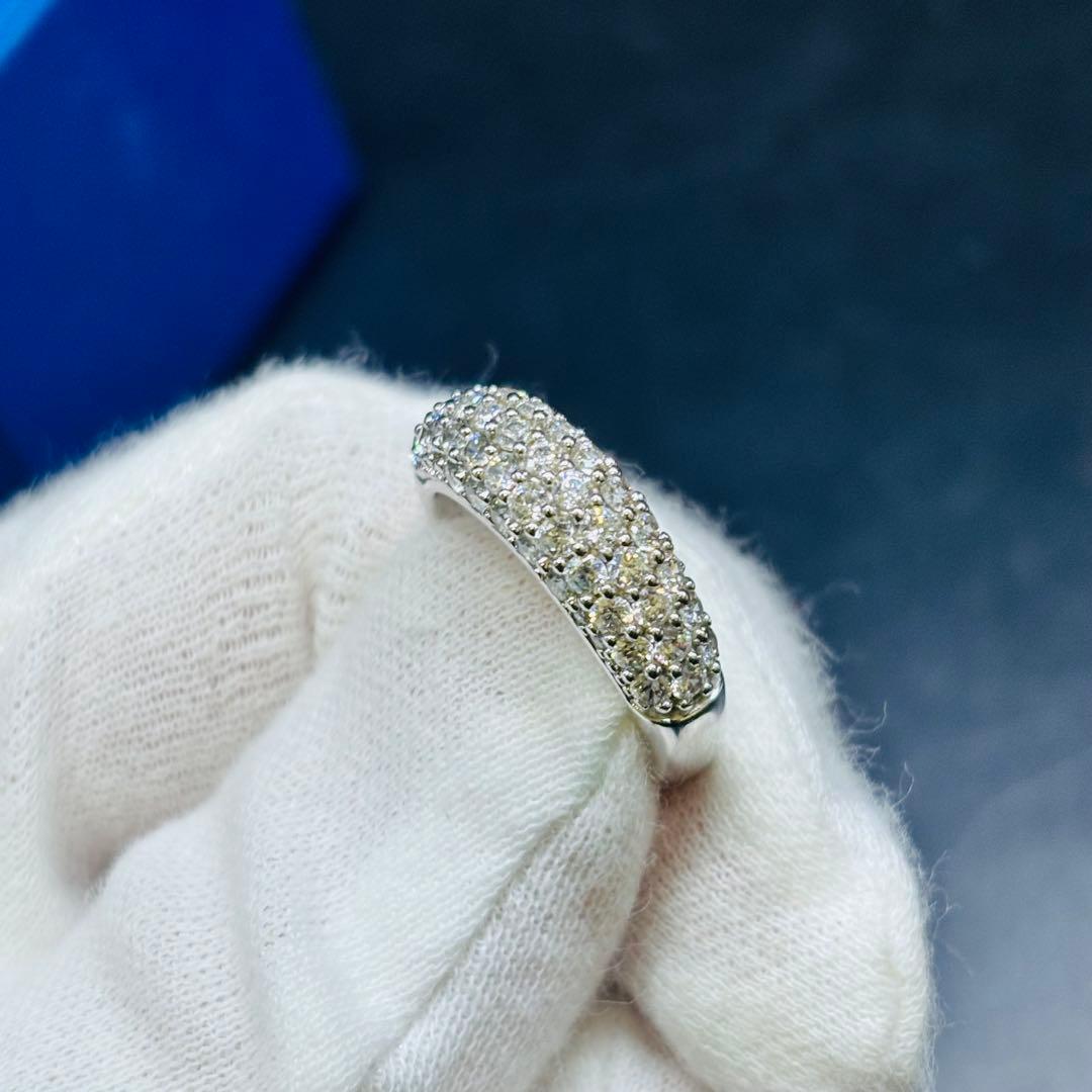 スワロフスキー ハーフパヴェ リング ゴールド シルバー 2点セット 55号