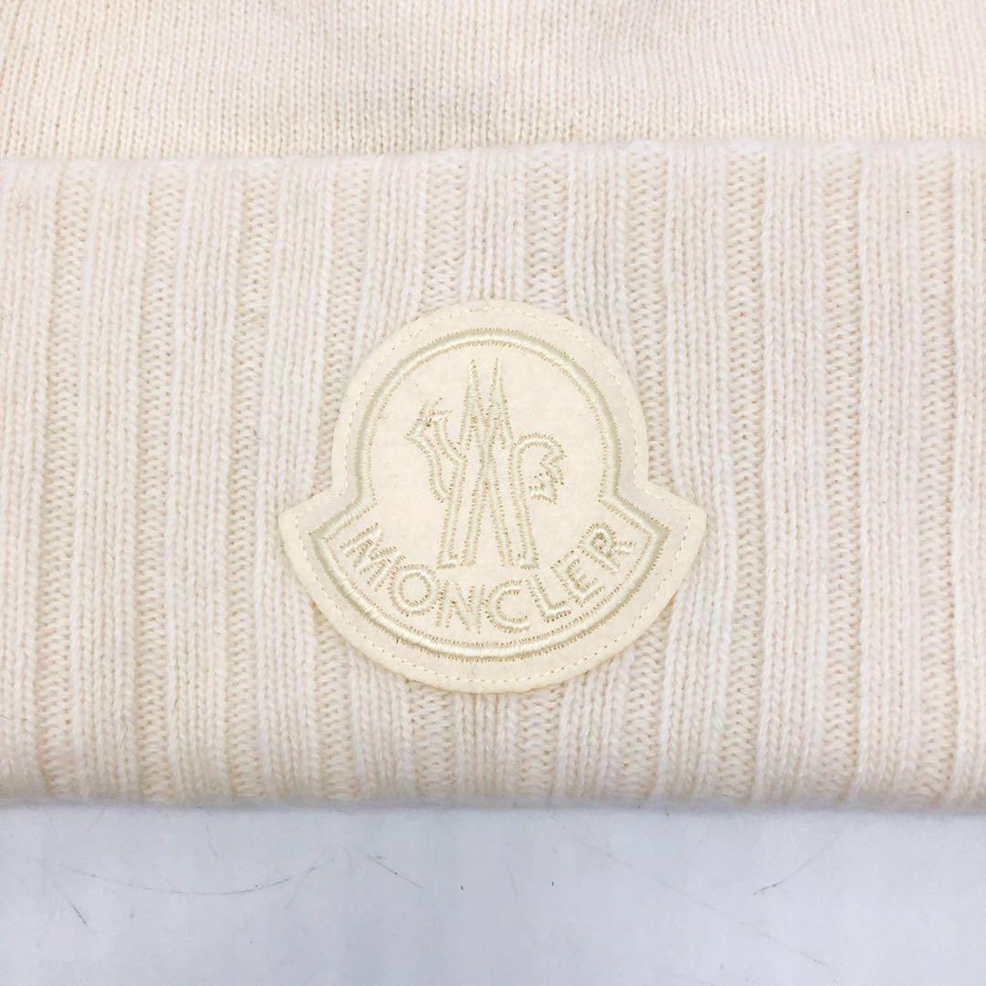 【新品】 MONCLER ニット帽 ビッグロゴ マグリア ホワイト ユニセックス