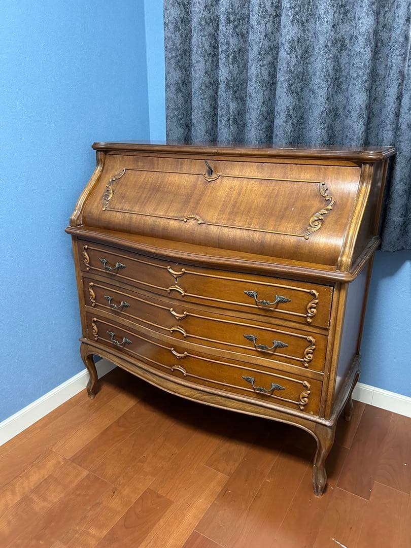 アンティーク　ライティングビューロー　デスク　チェスト　猫足　ビンテージ