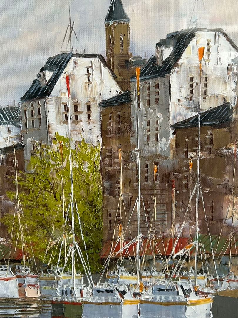 黒沢久 クロワジック港　港の風景 油彩画　フランス美術展出品