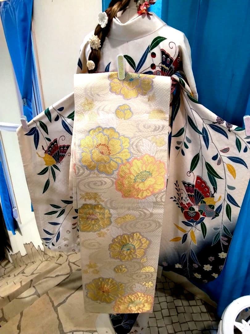 振袖フルセット、正絹振袖成人式、重ね衿、帯揚げ帯締め、西陣袋帯、襦袢