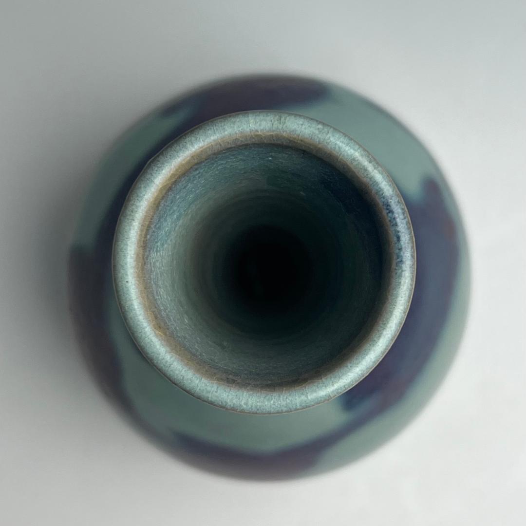 鈞窯天藍釉紫斑長頸瓶 中国古玩 中国美術 唐物