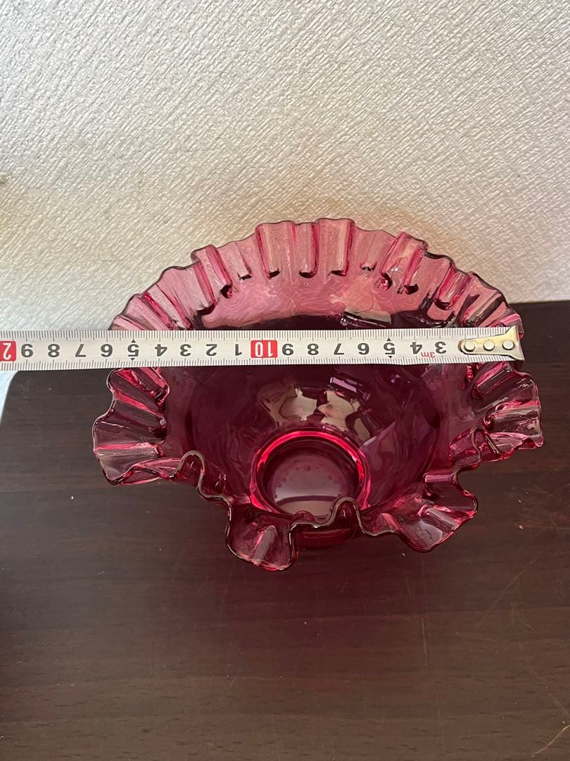 美品 フリルガラス きたいち きたいち硝子 フラワーベース 花瓶 花器 花入