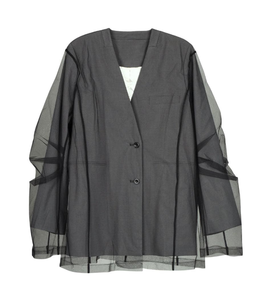 【ANDRESD】boxy layered tulle jacket