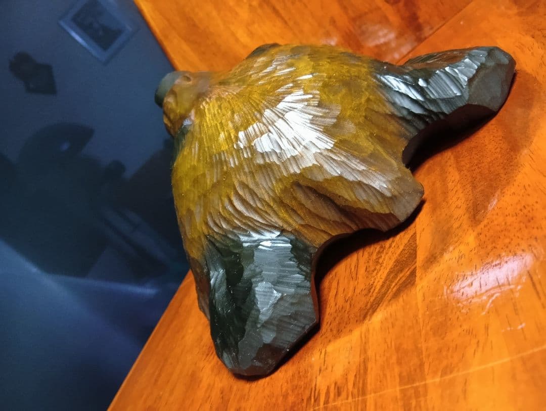 希少　ガラス目　アイヌ民芸　壁掛け　木彫り　熊　堀井民芸　サイン