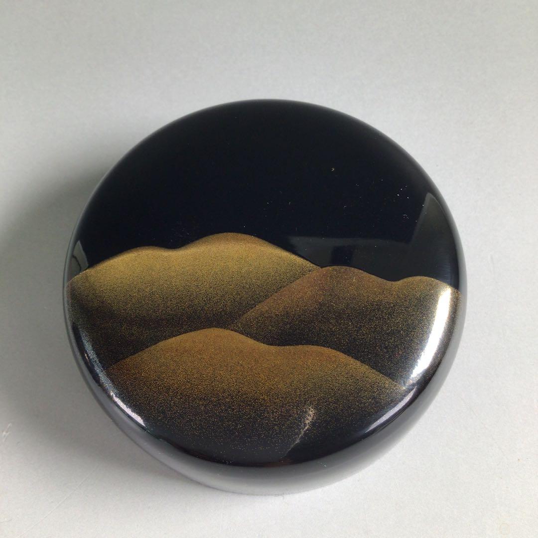 Ｒ３５８　棗　『中村湖舟作』『黒漆塗』『遠山蒔絵』『中棗』　共箱　茶道具