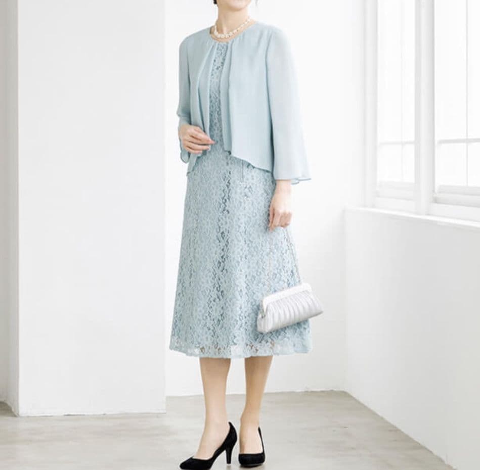 東京ソワール カバーアップ付きセミロングワンピース 大きいサイズ 15号