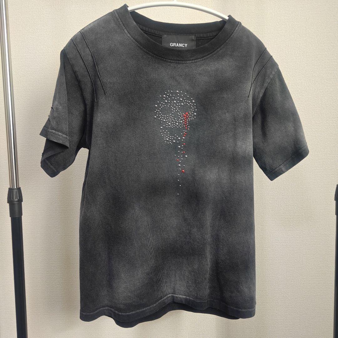 【GRANCY】スカルラインストーンデザインtシャツ 黒