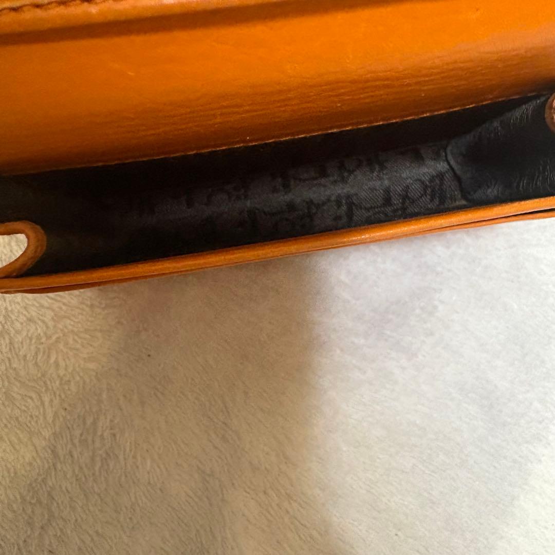 ディオール 二つ折り財布 レザー CDロゴ ヴィンテージ オレンジ