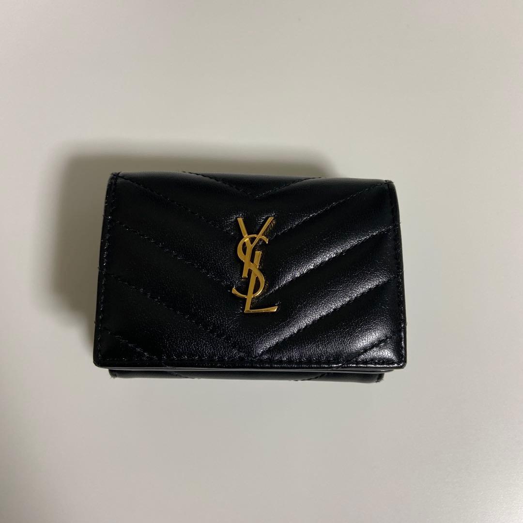 【16日限定】SAINT LAURENT ミニ 三つ折り財布 YSL ラムスキン