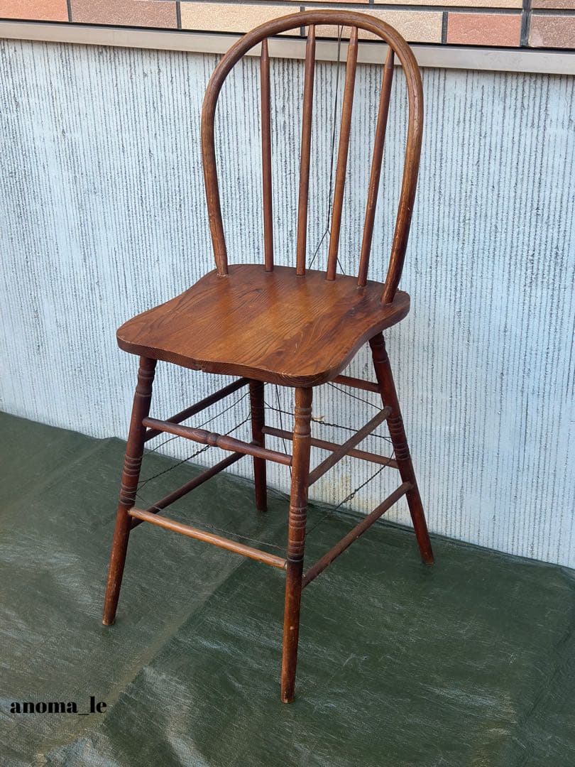 1023【ハイチェア】木製　スティックバック　ウィンザーチェア　USヴィンテージ
