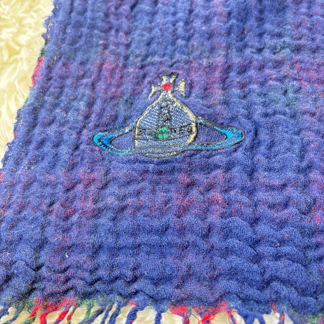 ヴィヴィアンウエストウッド 大判 ストール 刺繍 オーブ チェック