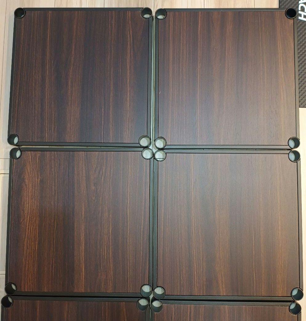 わ*！様 ルミナスノワール　ウッドシェルフ棚　7段　延長テンションポール　有孔ボ