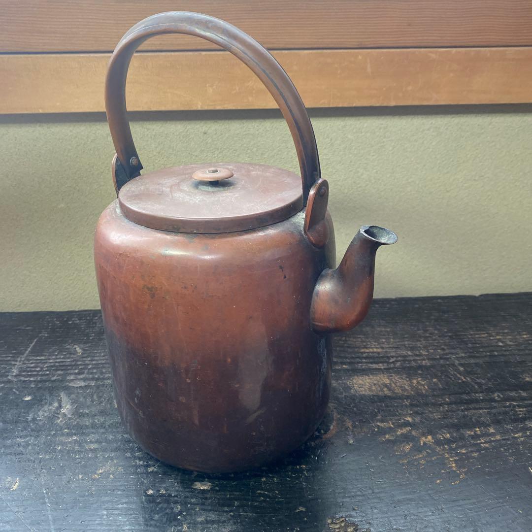 銅製 筒形やかん25cm17cm