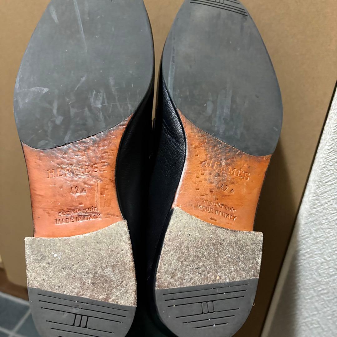 HERMES エルメス モカシン パリ 黒 ブラック ローファー サイズ42