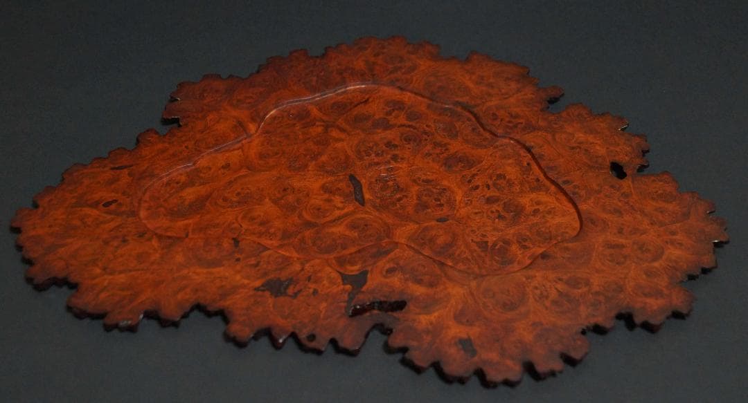 名匠 宮脇一人作 唐木カリン花梨 玉杢 葡萄杢 敷板 花台 煎茶敷板 盆景台