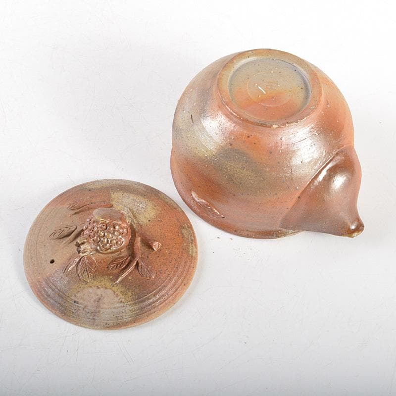 煎茶道具　備前焼　明光窯　果実摘　宝瓶　急須　共箱　D　R6193