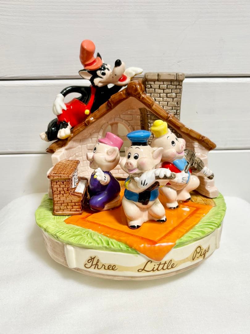 レトロ★ 三匹の子ぶた 陶器 オルゴール ディズニー