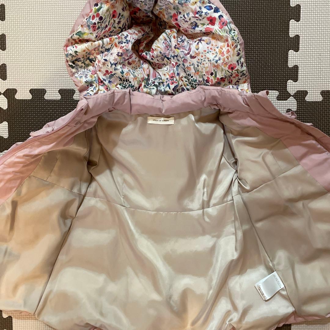 【美品】センスオブワンダー　ピンク フリル リボン付きアウター　ダウンコート90