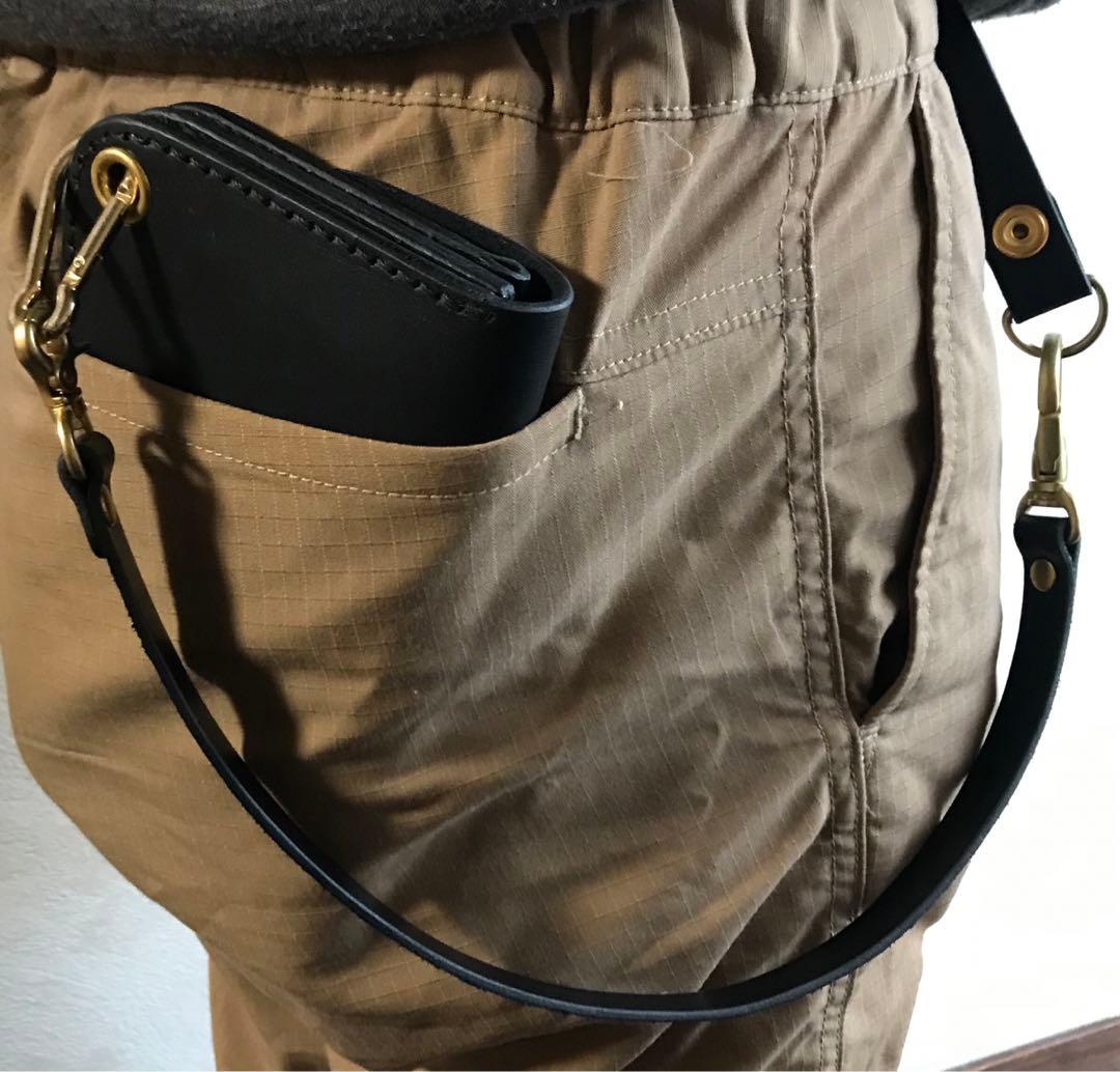 レザー　ハンドメイド　トラッカーウォレット（ブラック）
