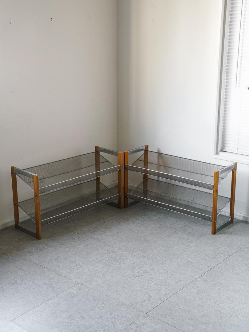 ヴィンテージ エキスパンドメタル マガジンラック/シューズラック 収納