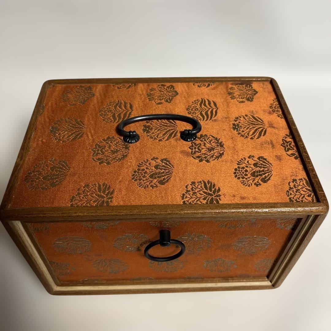 茶道具　一翠作　倹鈍蓋裂地張り　茶箱　抹茶碗つき