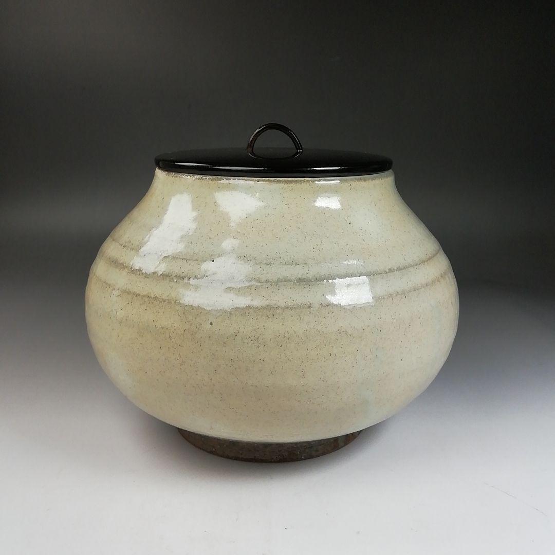 Ｗ１１７　水指　『粉引水指』『奥村考山 造』　共箱　茶道具