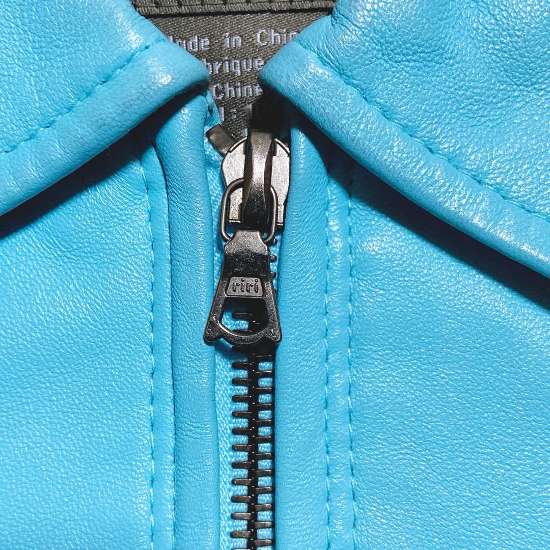 希少⭐️カルバンクライン　レザージャケット　シングル　90s〜00s 水色　S