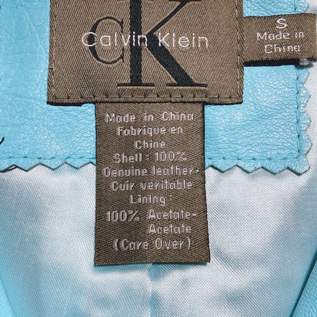 希少⭐️カルバンクライン　レザージャケット　シングル　90s〜00s 水色　S