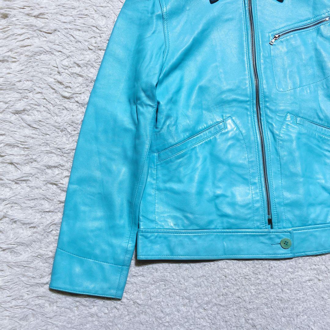 希少⭐️カルバンクライン　レザージャケット　シングル　90s〜00s 水色　S