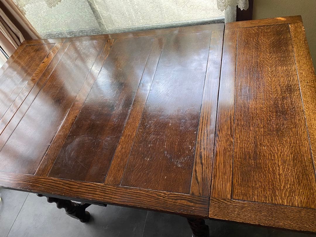 送料込み三越イギリスアンティークテーブル（伸縮可能）