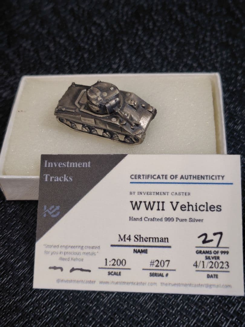 M4 Sherman 戦車モデル 純銀製 27g