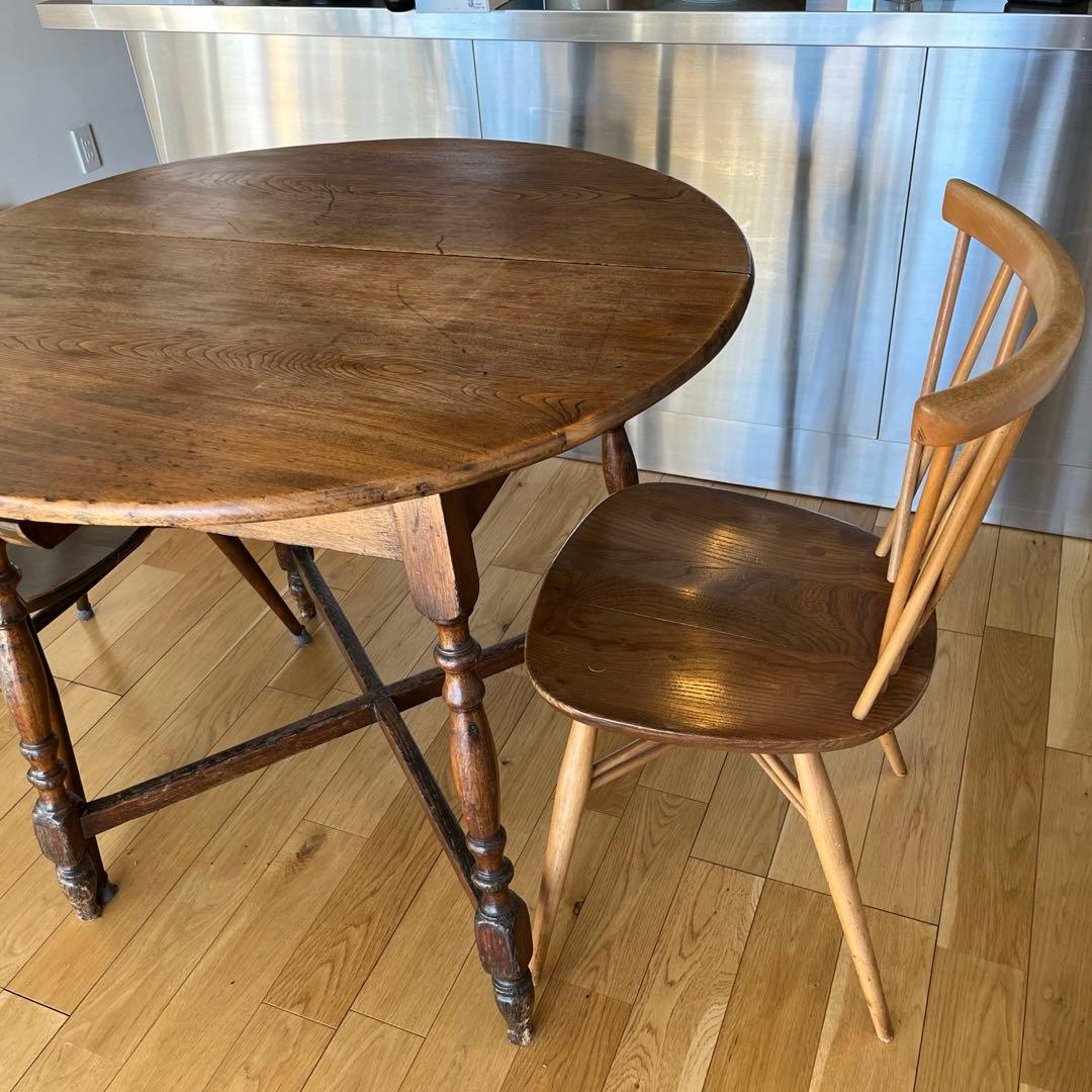 ラウンドテーブル　ろくろ脚　円卓　ヴィンテージ　アンティーク