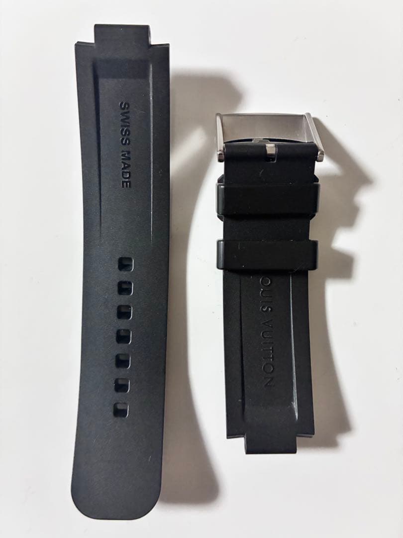 ルイ・ヴィトン タンブールQ118F純正ブラックラバーベルト金具付き