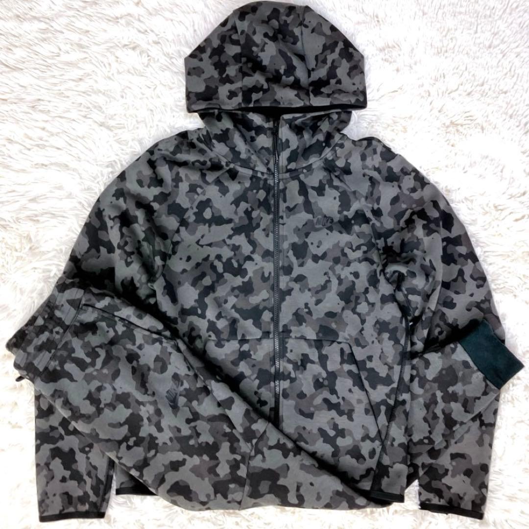 ✨ナイキ テックフリース セットアップ ジャージ グレー カモフラ 迷彩 M