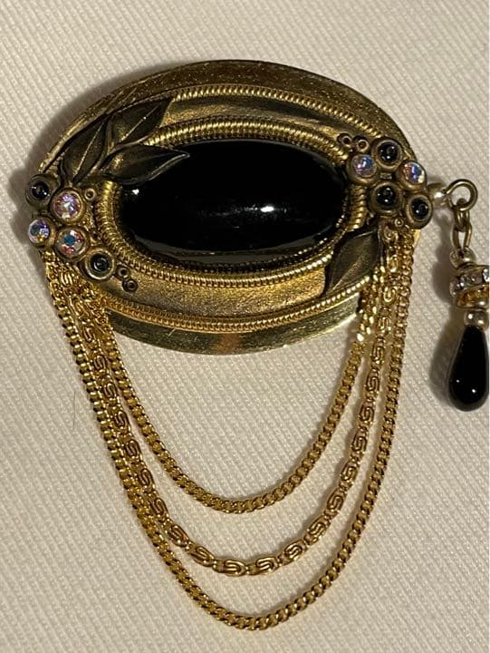 ビンテージ　MARENA ドイツ製　ブローチ 兼 ペンダントヘッド　ブラック