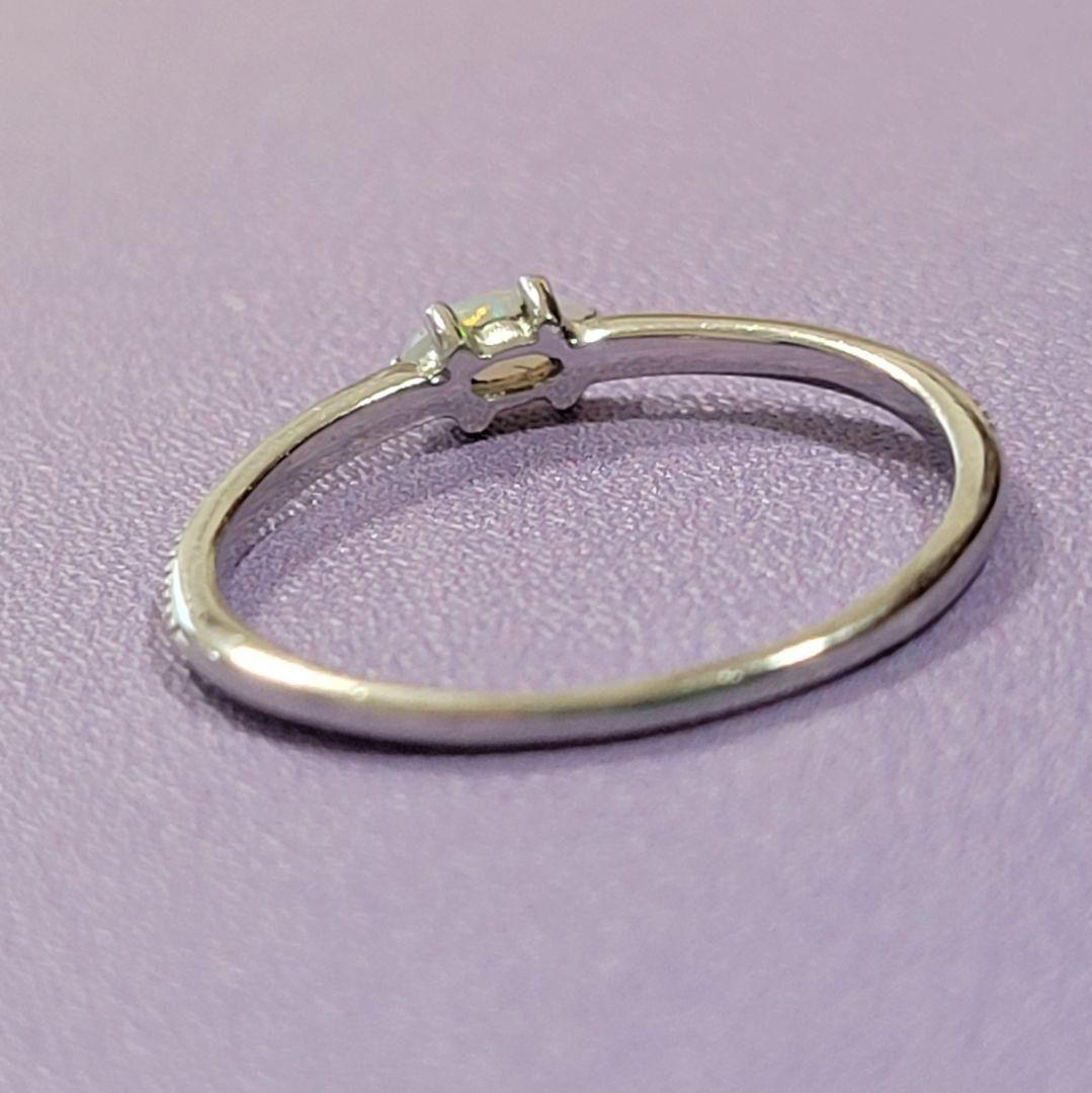 K10ホワイトゴールド オパールマーキスカット アンティーク風ミル打ちリング