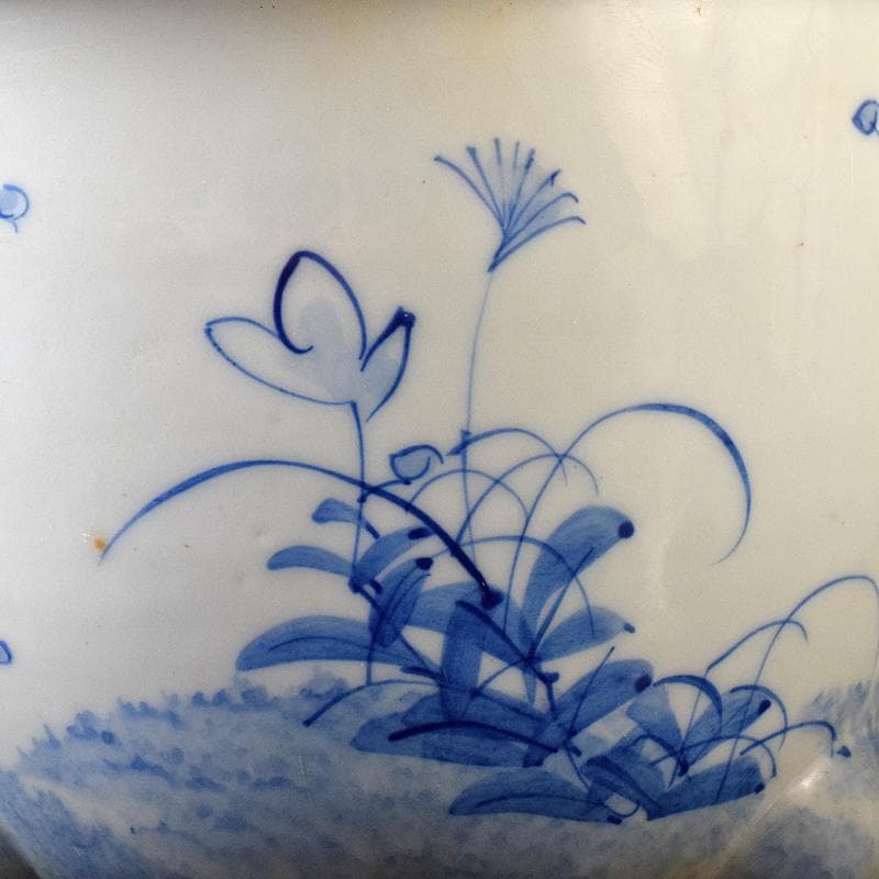 瀬戸焼　古瀬戸　花草文　三つ足植木鉢　蘭鉢　V　R8265