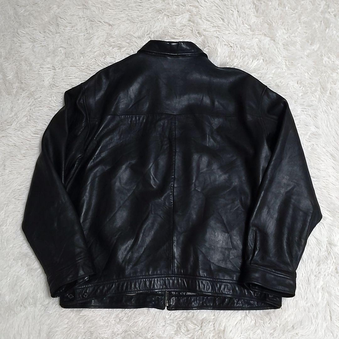 【希少】90s ラルフローレン 刺繍 羊革 襟付き ラムレザージャケット