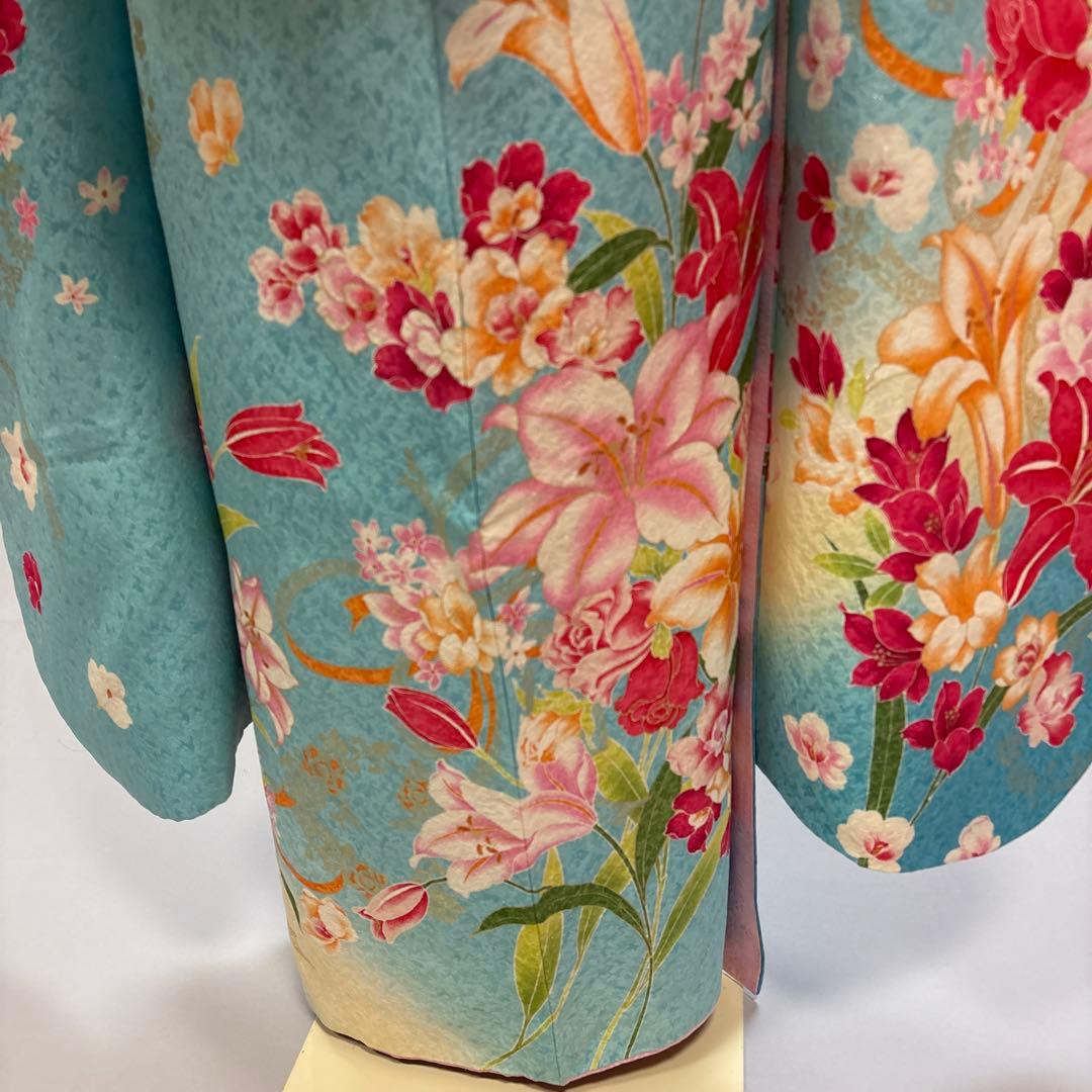 ラメ水色　振袖フルセット　未使用