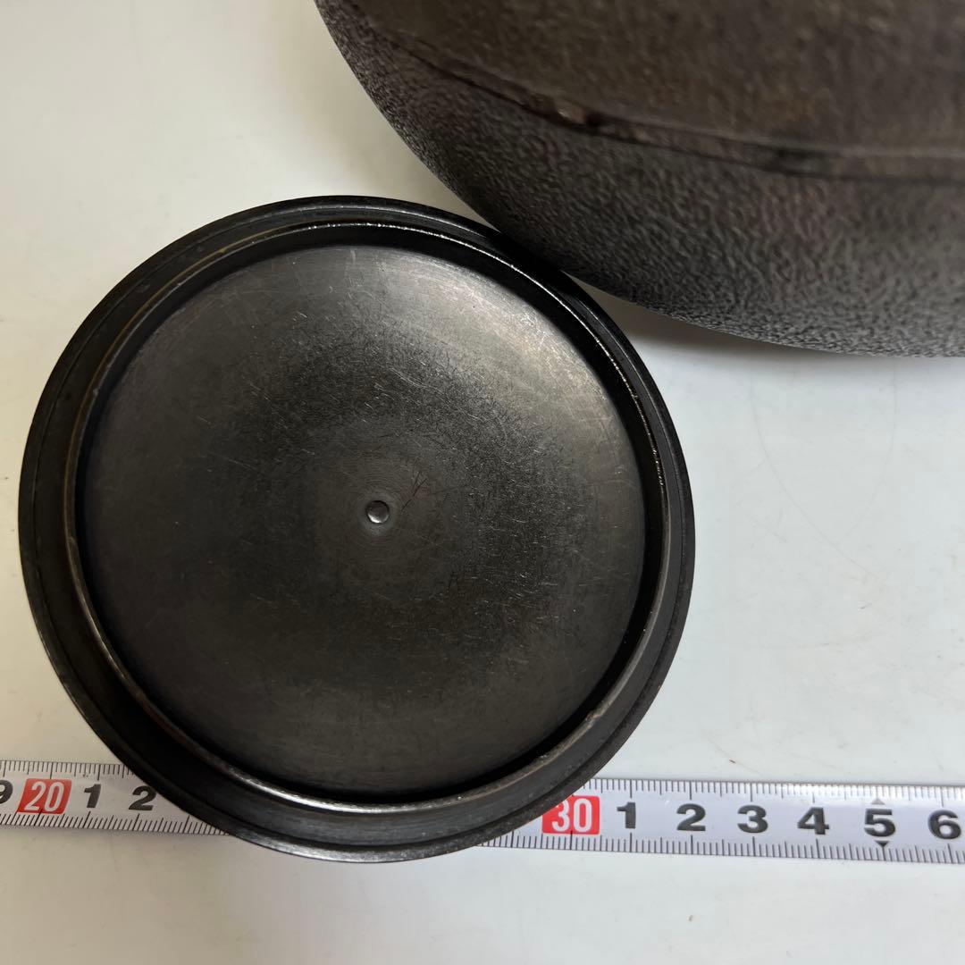 釜師　莎村　平丸釜　共箱　幅約26㎝　3108g タサオ　東さ8-0126②