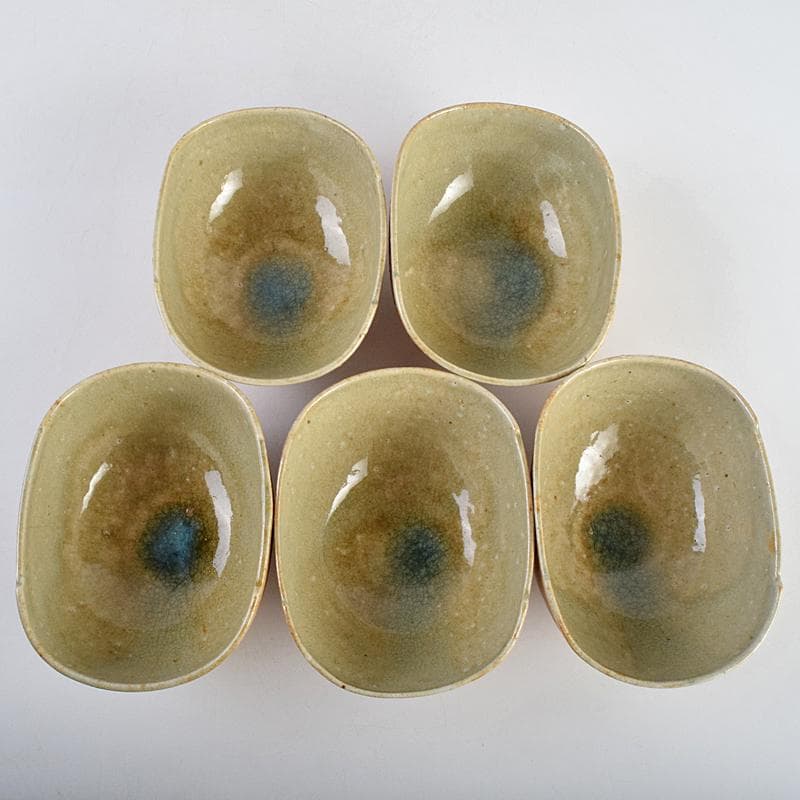 茶道具　須田祥豊造　信楽写　花橘茶碗　五客　共布共箱　V　R9366B