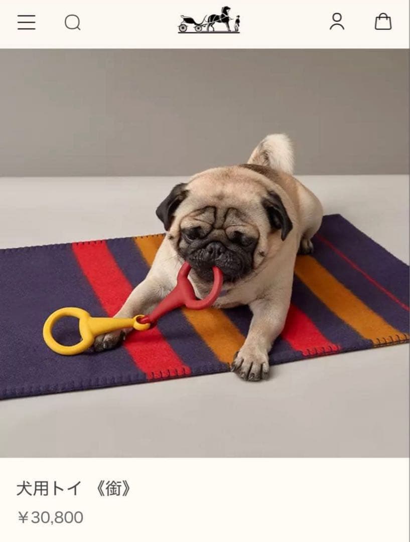 値下げ　新品未使用　HERMES 犬用おもちゃ ラバー製