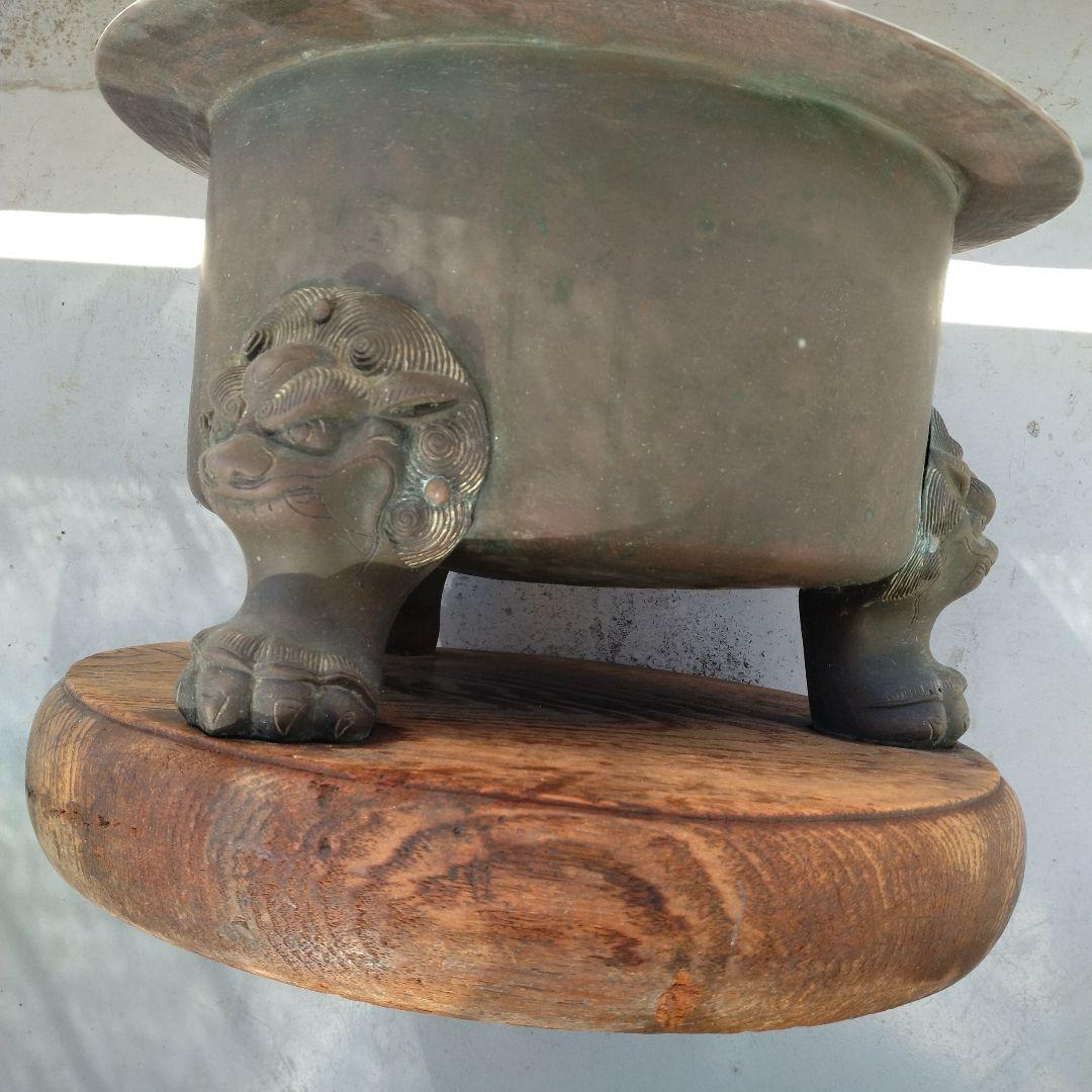 古美術　古銅造　獣足 唐獅子　火鉢