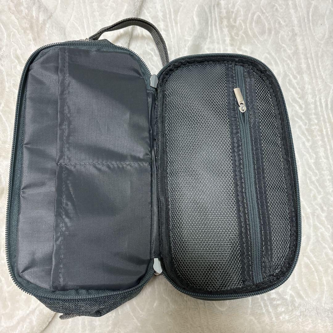 【グレー】ペンケース 文具バッグ 化粧ポーチ 収納ケース 多機能ケース 筆箱