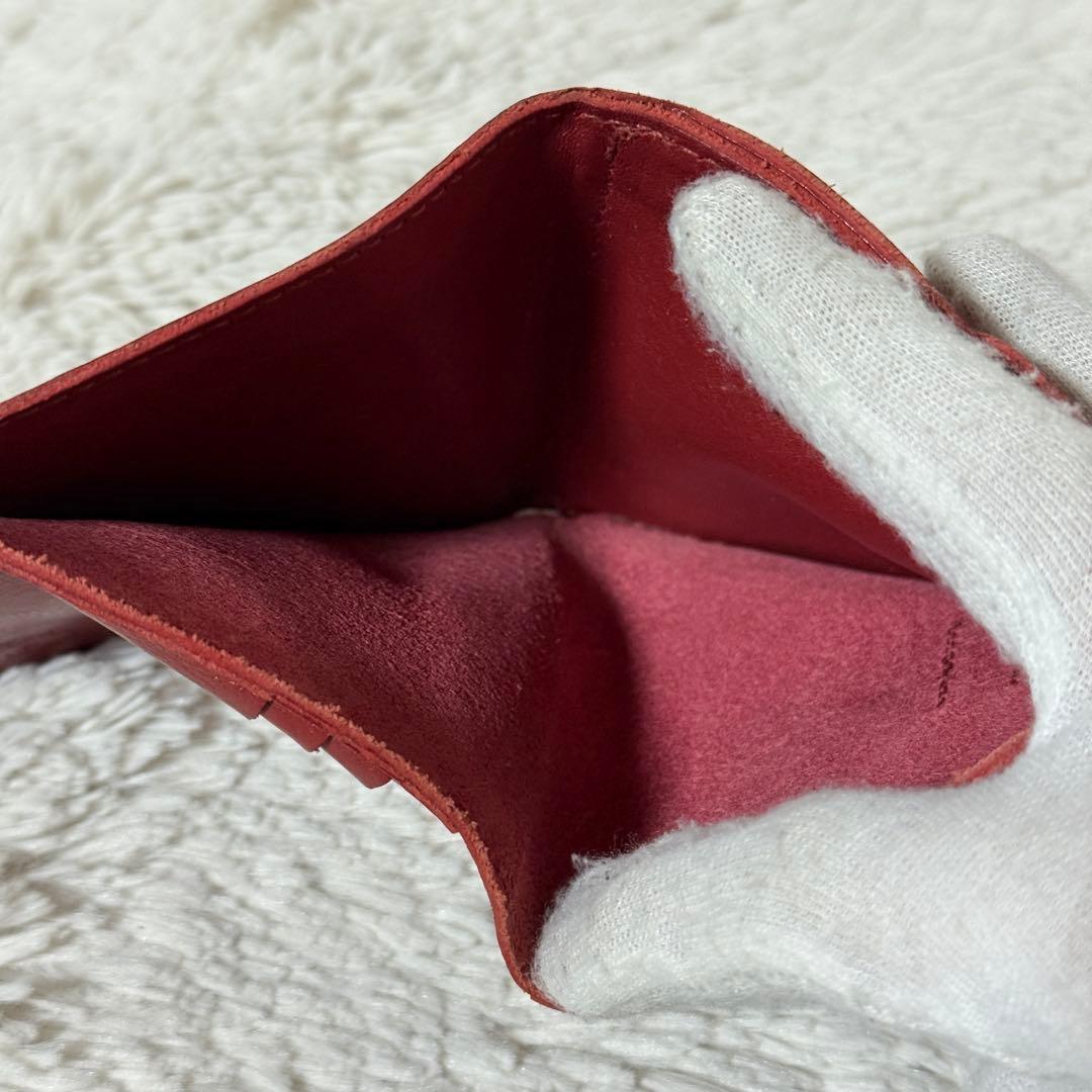 極美品✨IL BISONTE イルビゾンテ　レザー　二つ折り財布　レッド