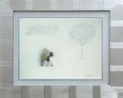 油絵 菅家令子 絵 絵画 インテリア F4-090818 可愛い子猫子犬 女の子